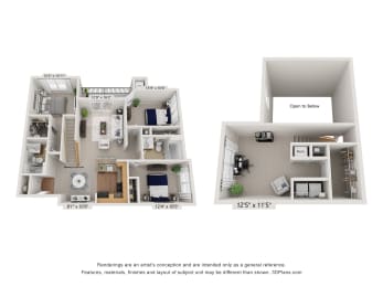 A floorplan of an apartment home