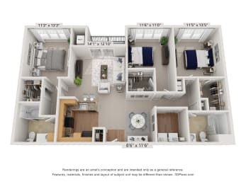 A floorplan of an apartment home