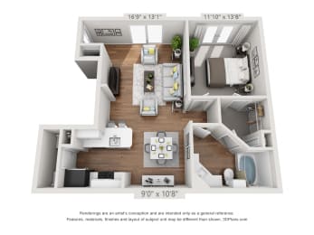 Floor Plan  a 1 bedroom floorplan is shown in this illustration