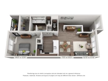 Floor Plan  a 1 bedroom floorplan is shown in this image