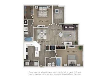 A floor plan of a house with dimensions of each room.