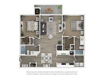 A floor plan of a house with a kitchen, living room, and bedrooms.