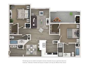 A floor plan of a house with a kitchen, living room, and bathroom.