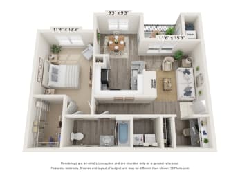 Floor Plan  a floor plan of a 1 bedroom floor plan