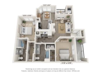 Floor Plan  a floor plan of a 1 bedroom floor plan