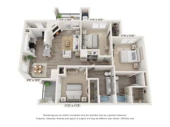 Floor Plan  a floor plan of a 1 bedroom floor plan