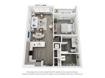 1 bed 1 bath floorplan