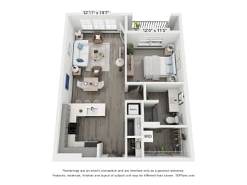 1 bed 1 bath floorplan