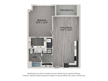a floor plan of a bedroom apartment