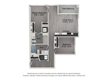a floor plan of a bedroom apartment