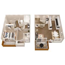 Floor Plan  a stylized floor plan with a bedroom and living room