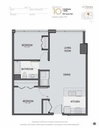 Floor Plan  a floor plan of a studio apartment with a bedroom and a living room