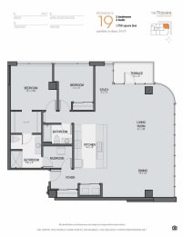 Floor Plan  a floor plan of a bedroom apartment