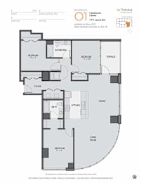 a floor plan of a bedroom apartment