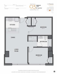 Floor Plan  a floor plan of a bedroom apartment