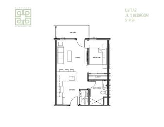 floor plan of the studio apartment