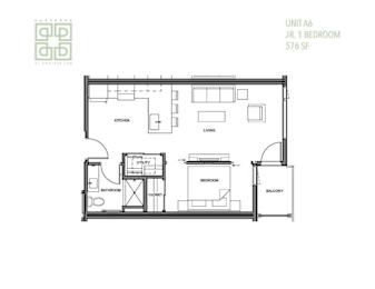 a floor plan of a house with a bedroom and a living room