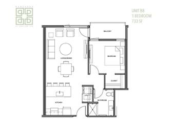 a floor plan of a bedroom apartment