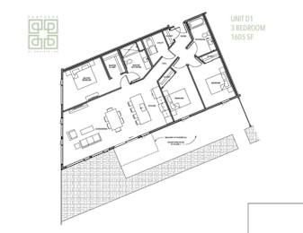 floor plan of the first level of the apartment building