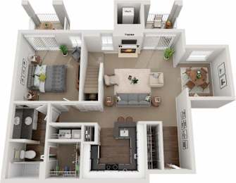 a floor plan of a house with a bedroom and a living room