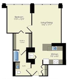 a floor plan of a living room and a bedroom