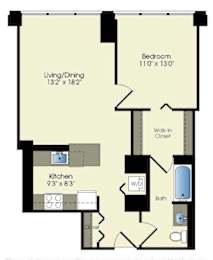 a floor plan of a living room and a bedroom