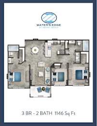 an image of a floor plan with bedrooms and baths