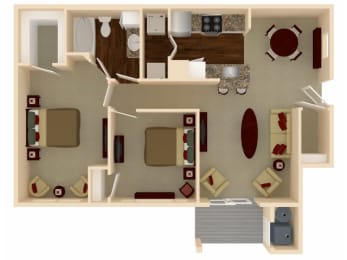a 3d drawing of a floor plan of a house