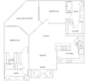 a floor plan of a 1 bedroom apartment