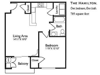 the floor plan of the apartments one bedroom one bath