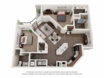 Floor Plan  a 1 bedroom floor plan with a bathroom and a living room