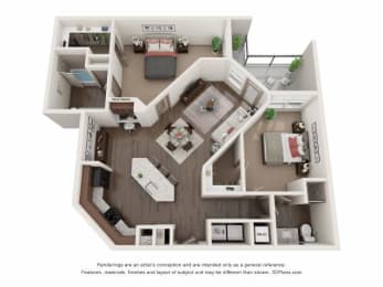 Floor Plan  a 3d floor plan of a house with a bathroom and a balcony