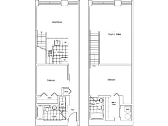 a blueprint of two floor plans of a house