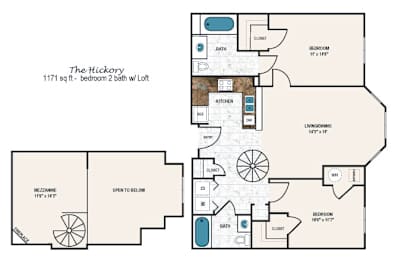A floor plan of a 1171 sq ft home with two bathrooms and a loft.