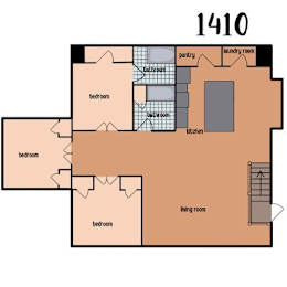 a floor plan of a 1190 sq ft floor plan with bedrooms and a bathroom