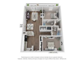 a 1 bedroom floor plan  villa residences  460 sq ft