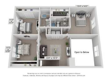 a floor plan is shown with aopen to below sign