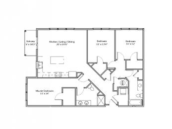 A black and white image of a house floor plan.