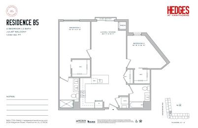 A floor plan for a residence with two bedrooms and two bathrooms.
