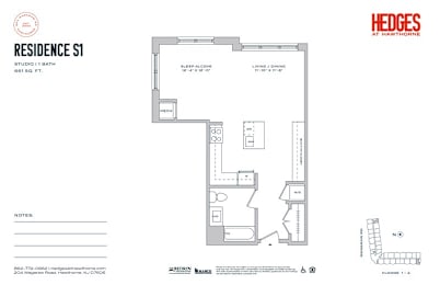 A floor plan for a residence at Hedge's at Hawthorne.
