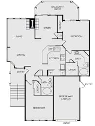 a floor plan of a small house with a bedroom and a living room