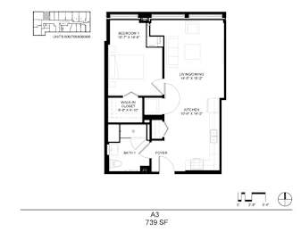 A black and white image of a floor plan for an apartment.