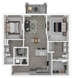 A floor plan of a house with a kitchen, living room, dining room, and bathroom.