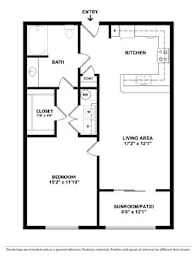 A black and white image of a floor plan for a home.