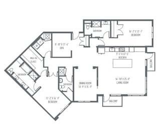 A black and white image of a house floor plan.