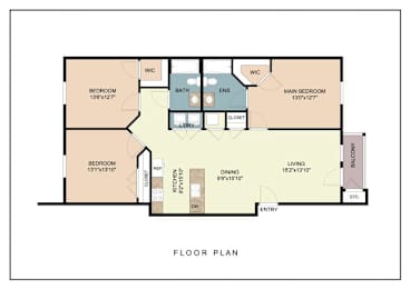 A floor plan of a house with labeled rooms and dimensions.
