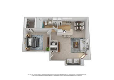 A floor plan of a two bedroom apartment.