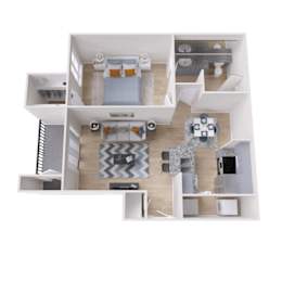 One bedroom apartment floor plan at The Lana, North Dallas apartments