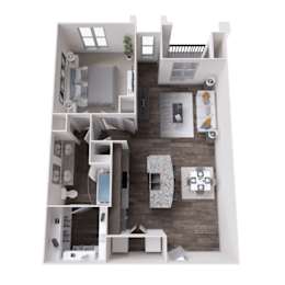 One bedroom apartment layout at The Carson at Twin Creeks, apartments for rent in Allen