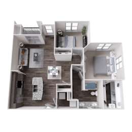 One bedroom floor plan at The Carson at Twin Creeks, Allen apartments for rent